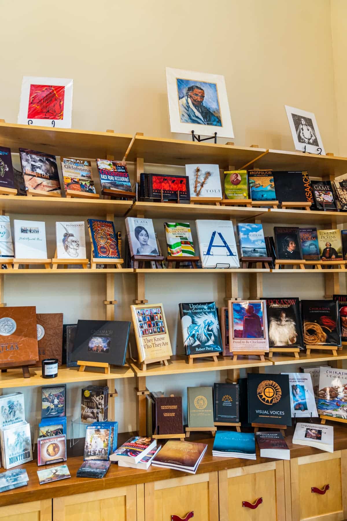 Books on display at Chickasaw Welcome Center