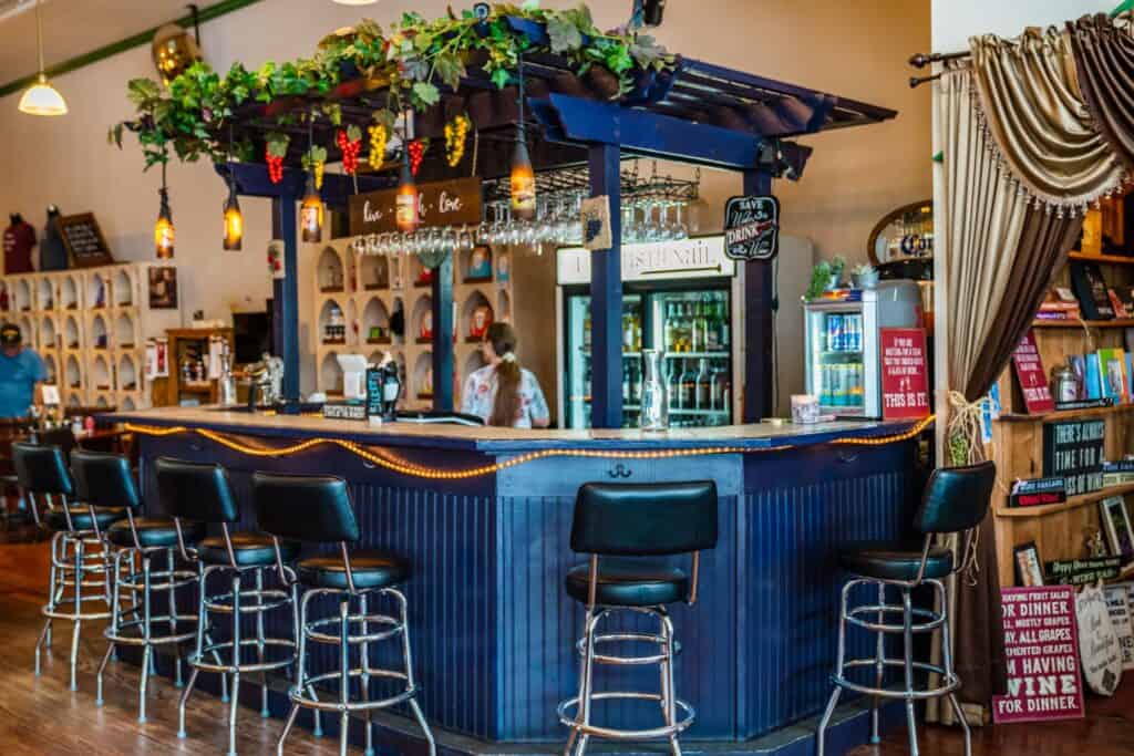 Wine bar with a decorated pergola