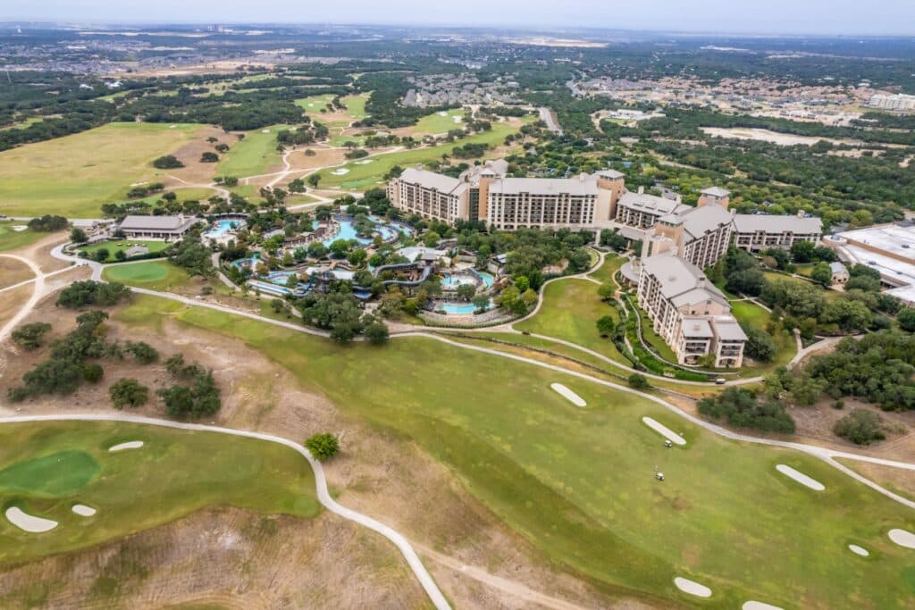 Bird's eye view of JW Marriott and surrounding Hill Country