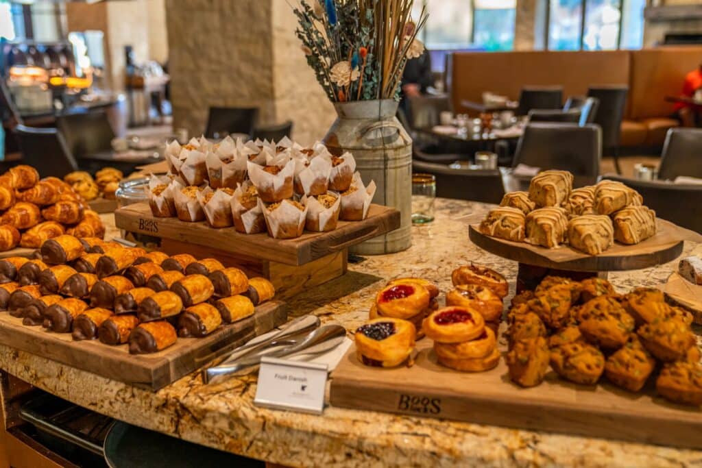 Spread of fresh pastries