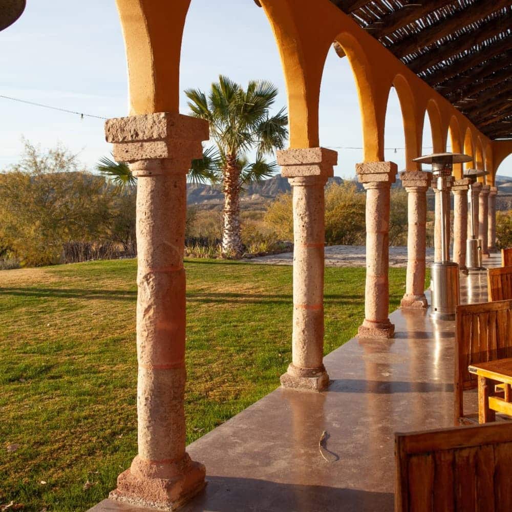 Columns in the courtyard on a luxury gulf resort