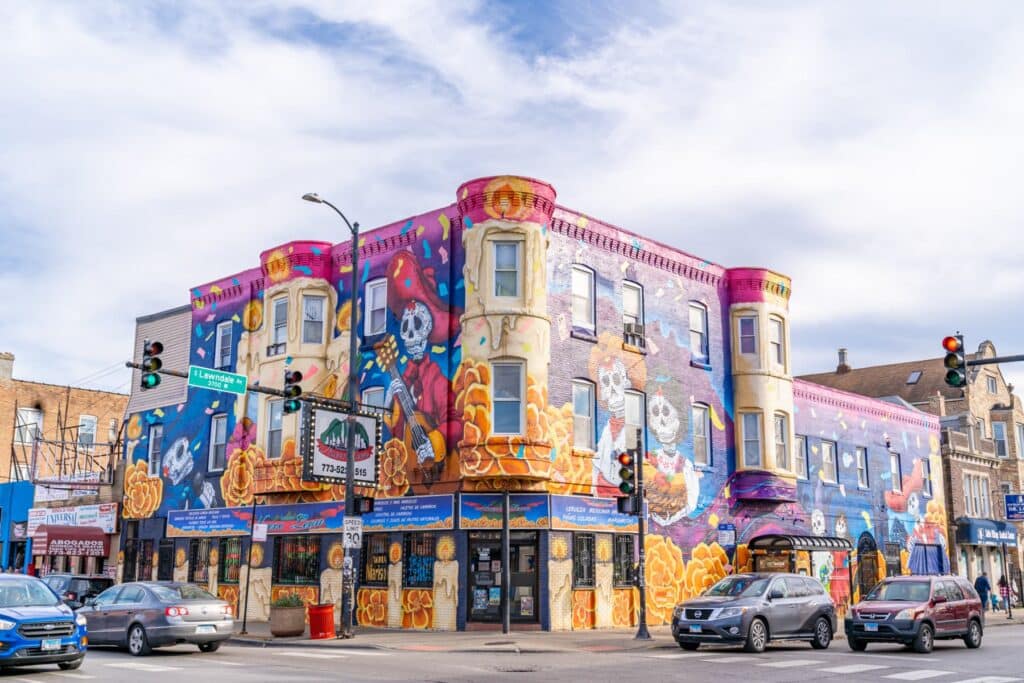 Mural on the outside of Nuevo Leon Restaurant