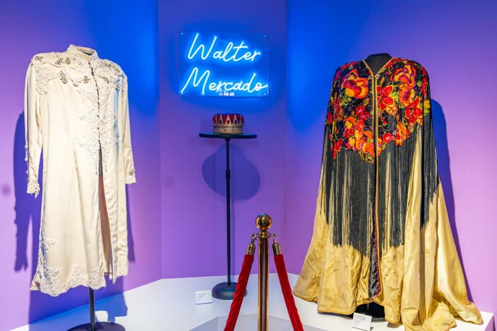 Outfits on display that belonged to Walter Mercado
