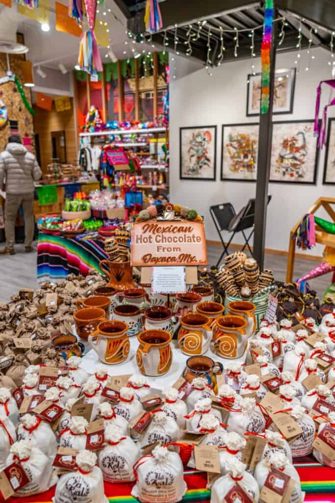 Display of Mexican hot chocolate from Oaxaca