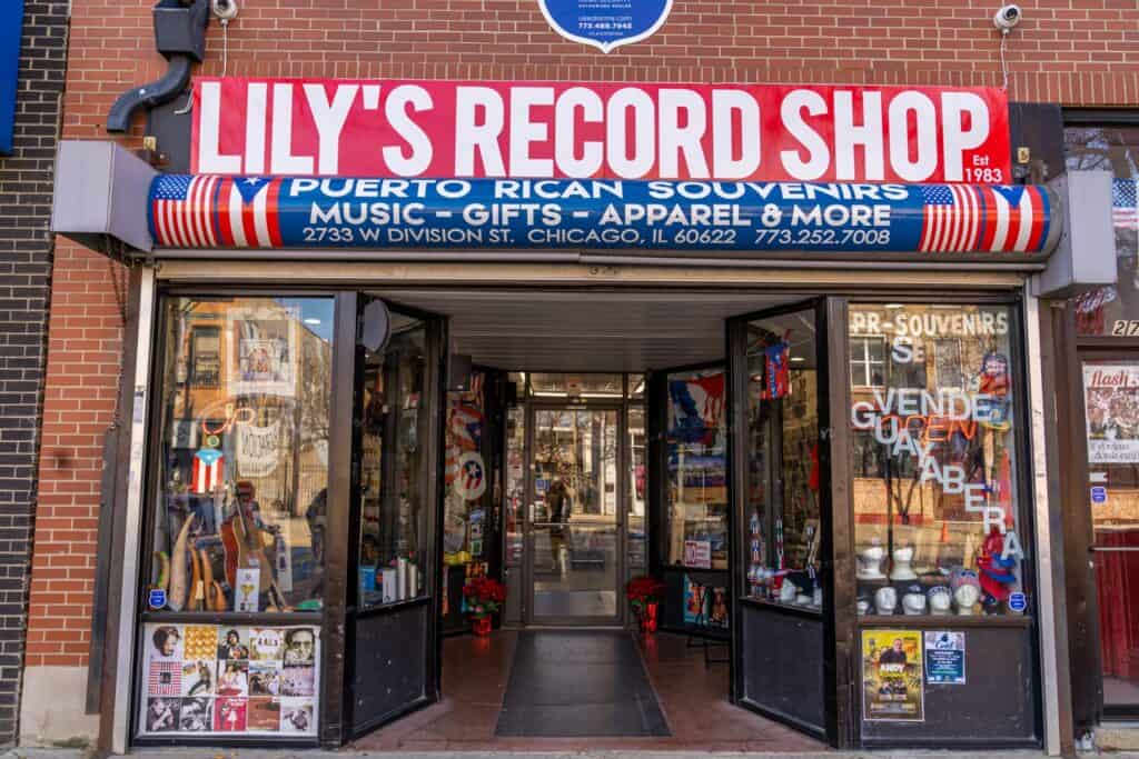 The storefront of Lily's Record Shop