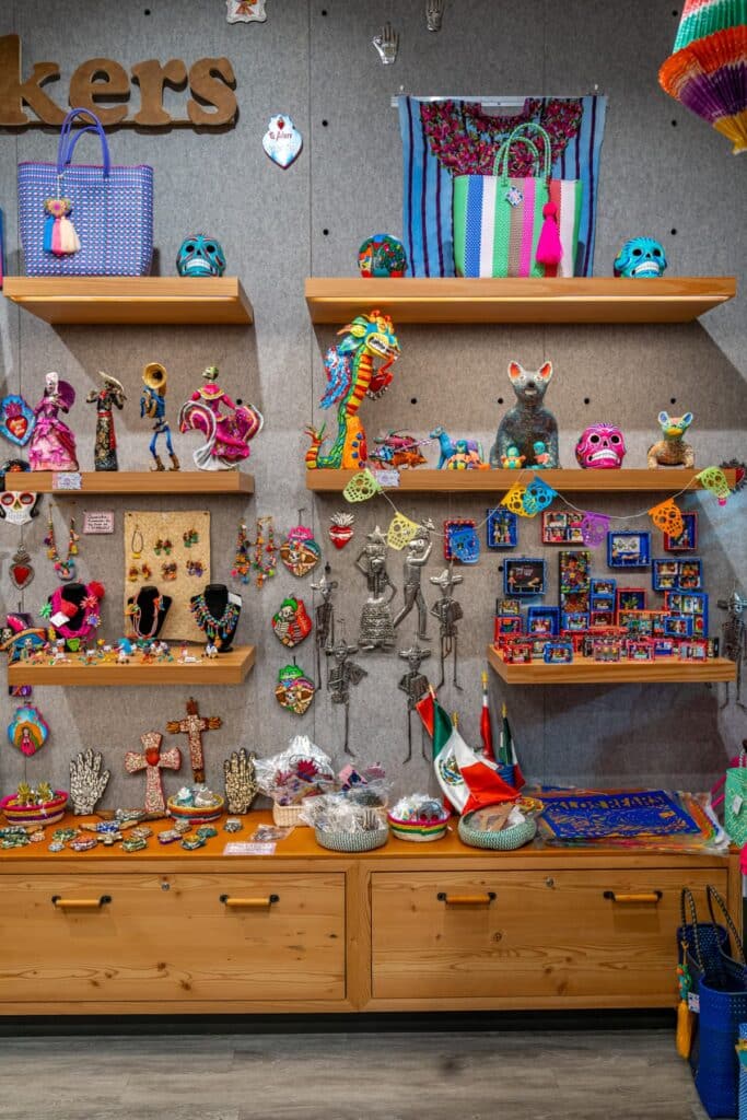 Colorful figurines on display