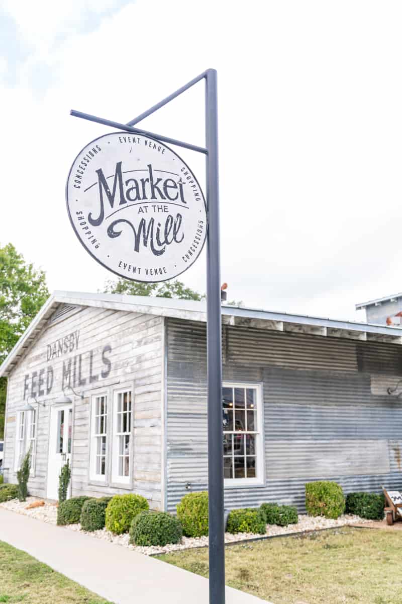 Exterior of Market at the Mill with a sign