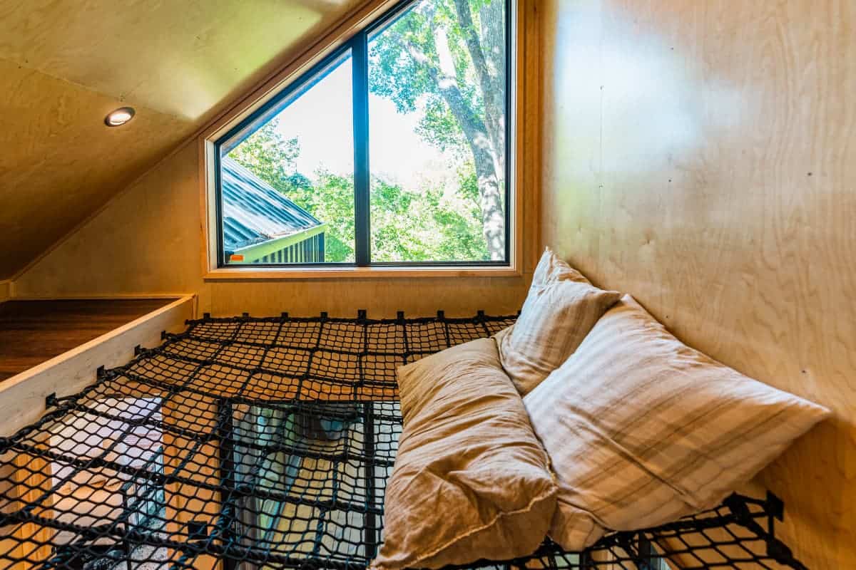 Lofted hammock inside the Monarch in Onera Fredericksburg