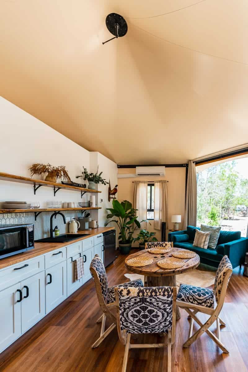 Spacious kitchen and living area