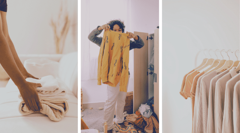 a collage of a person and some clothes