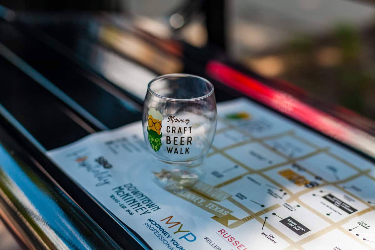 Tasting cup and map at McKinney Craft Beer Walk