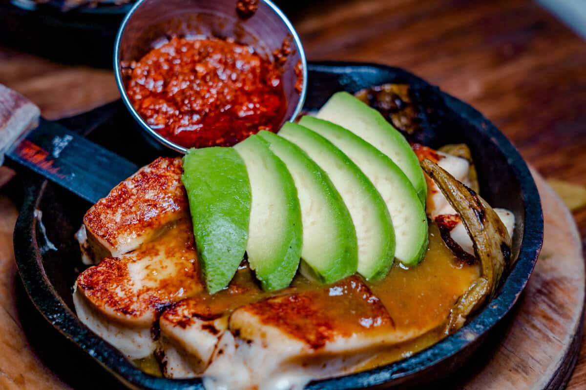 Chargrilled Cheese with sliced avocado on top