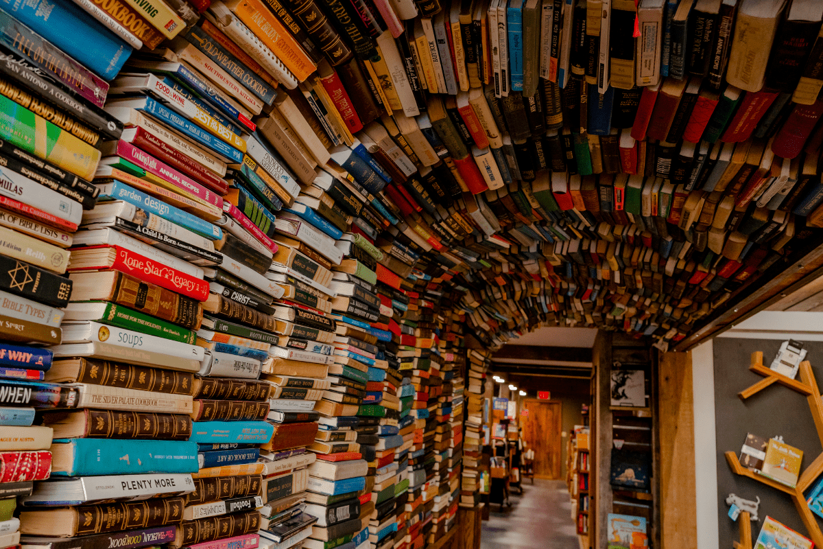  interior arch made out of repurposed books