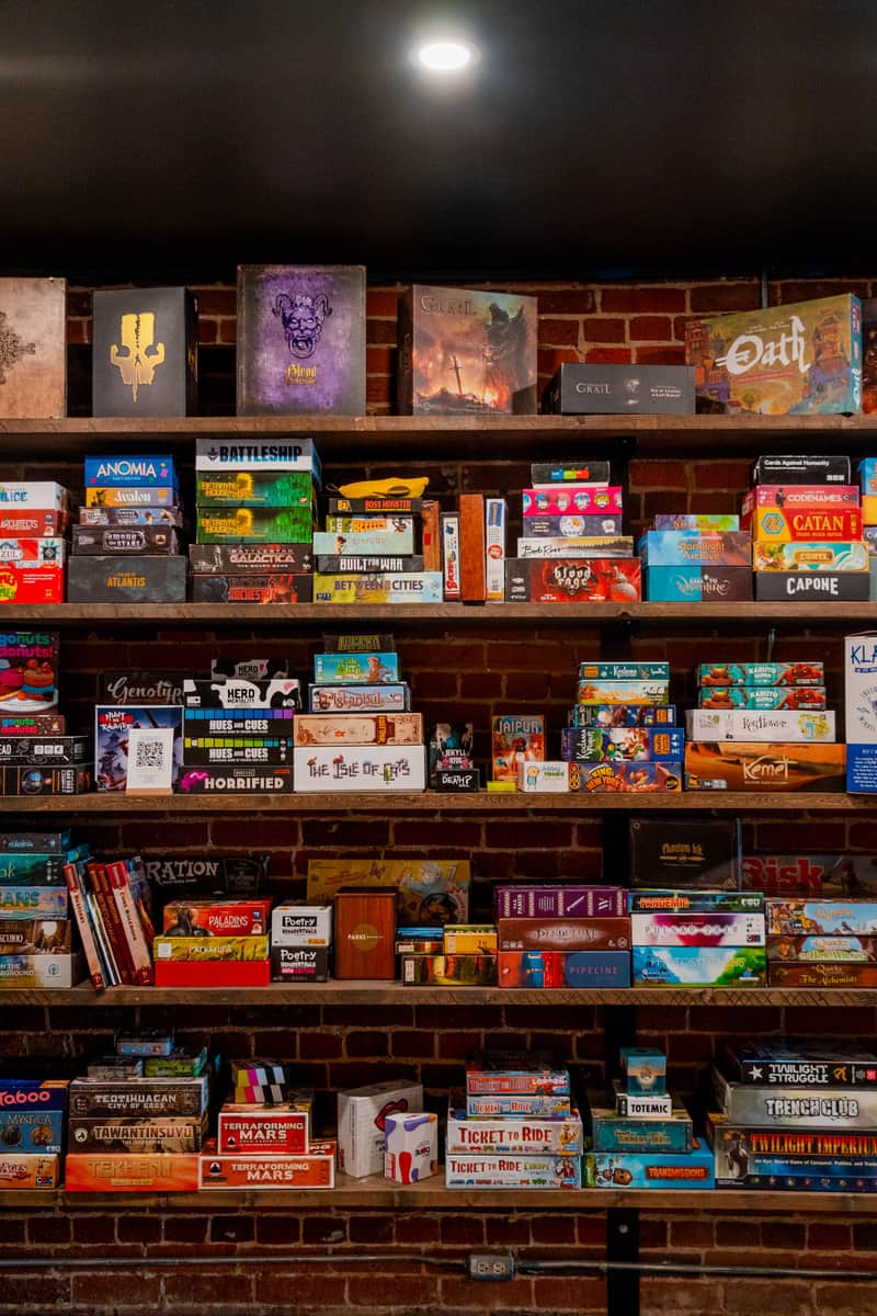 Shelves of board games