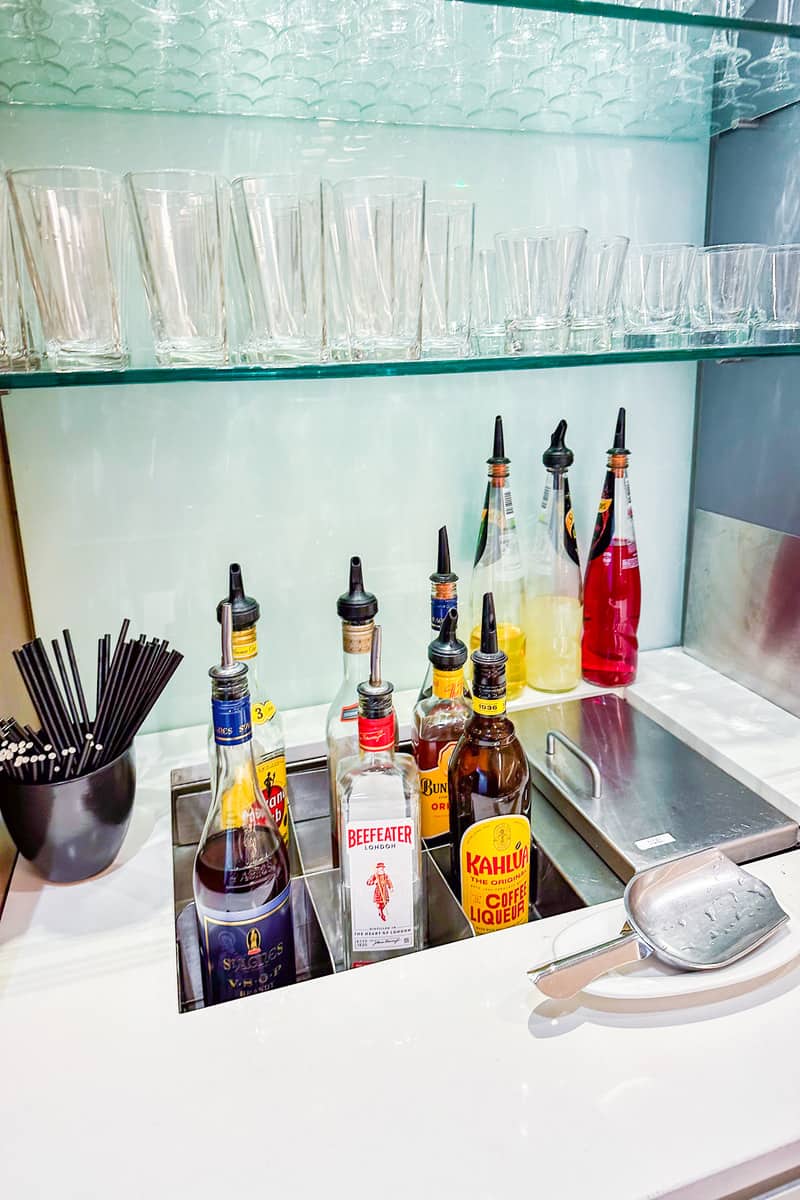Bar area with bottles of liquor