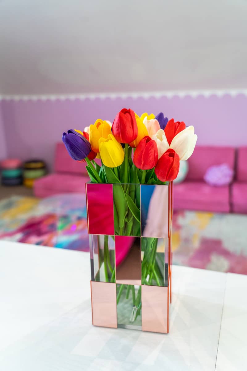 Colorful tulip flowers in a vase at Casa Kumwesu