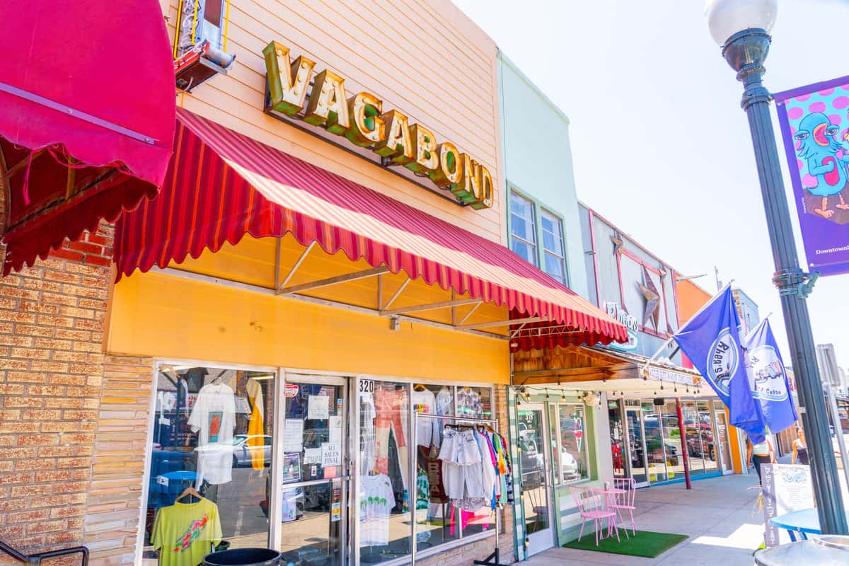 Shops along downtown streets of San Marcos