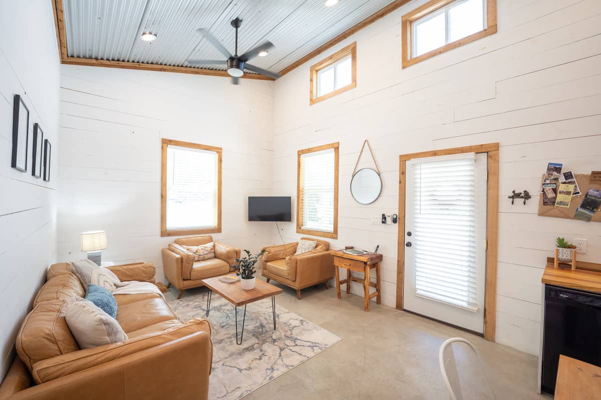 white interior with wood touches of the tree house