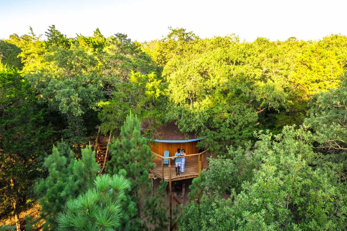 Couple enjoying the nature from the view deck