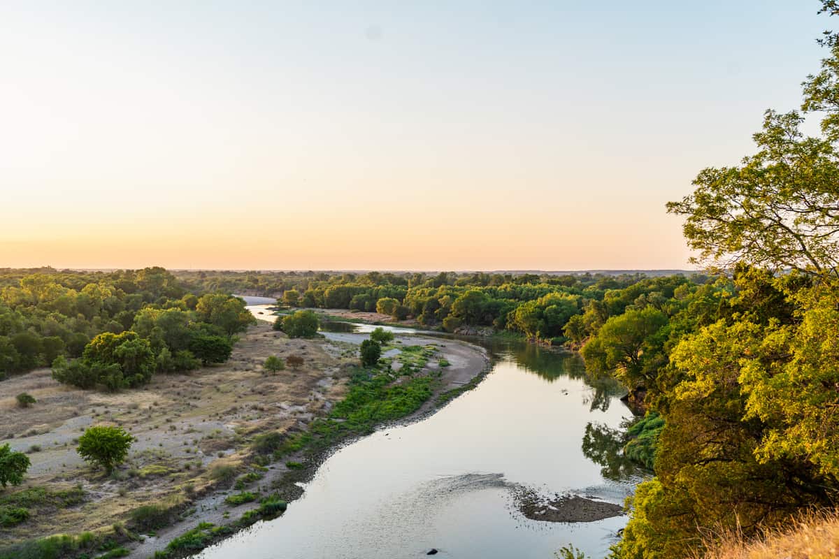 View from the bluffs of the Brazos River at sunset