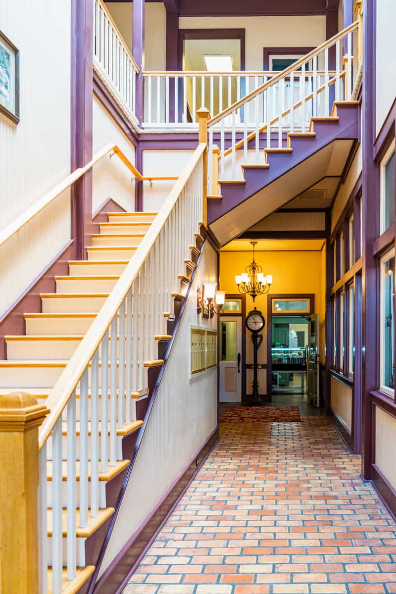 A beautiful stairway inside the cafe 