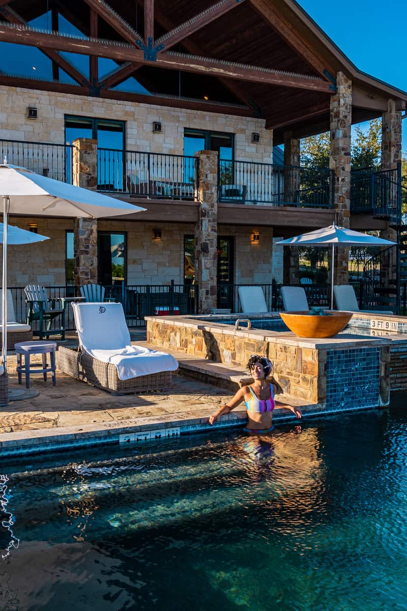 A woman enjoying the pool