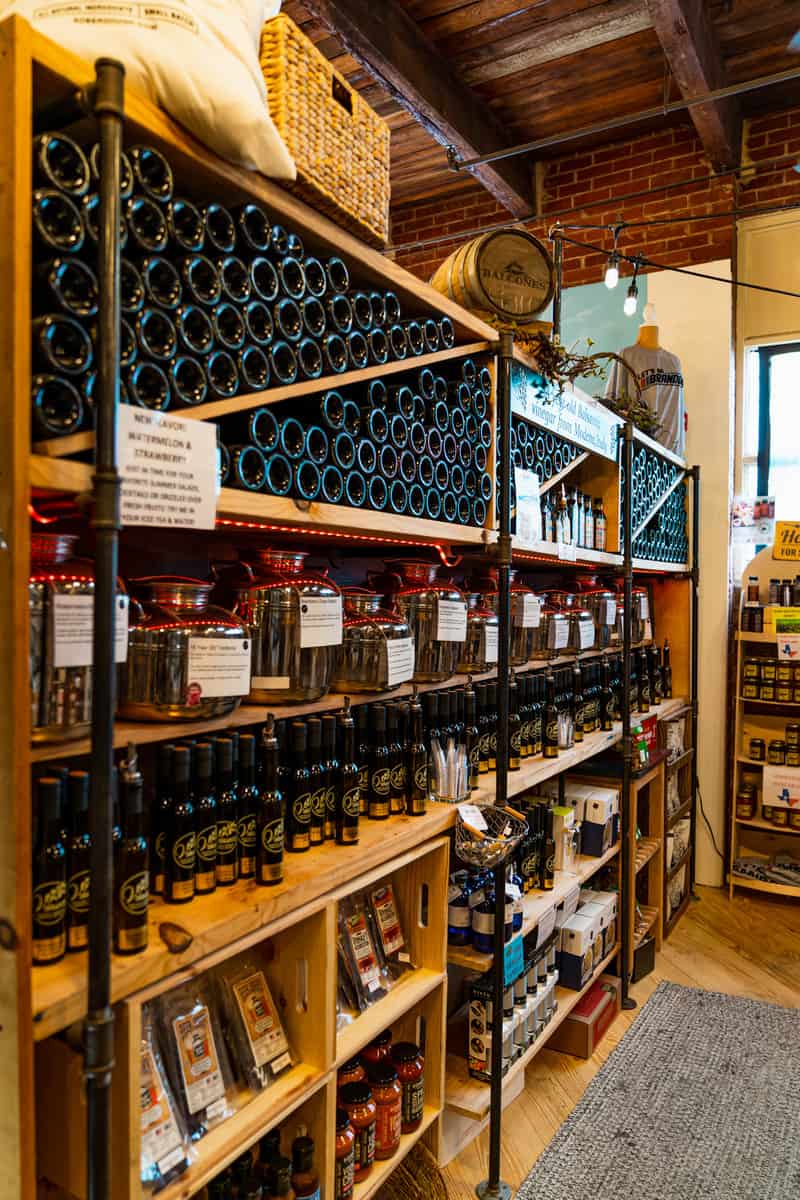 Wine bottles on display