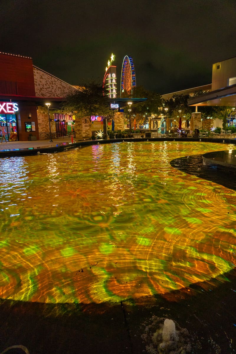 Colorful fountain lights display 