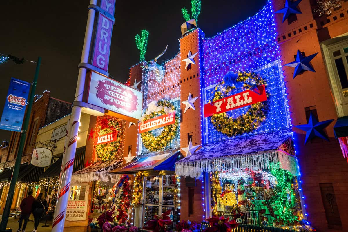 Building facades decorated