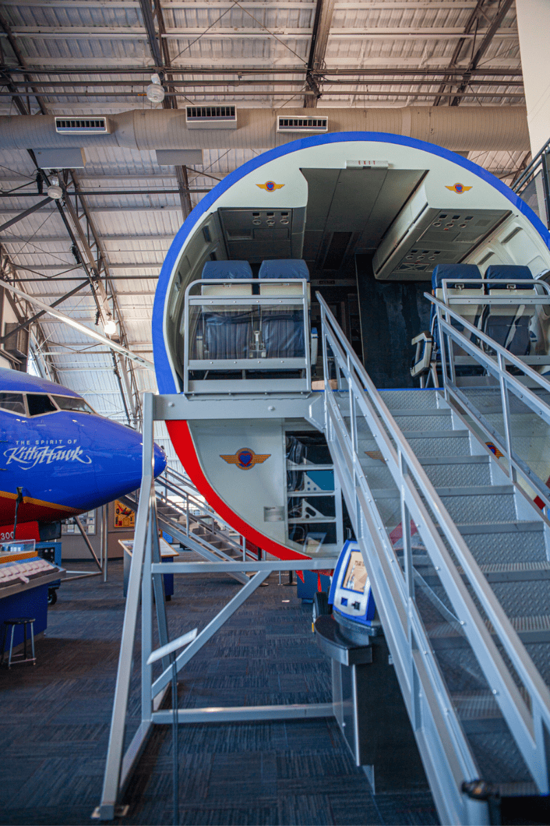 An inside view of an aircraft of a museum where the visitors can go insde.