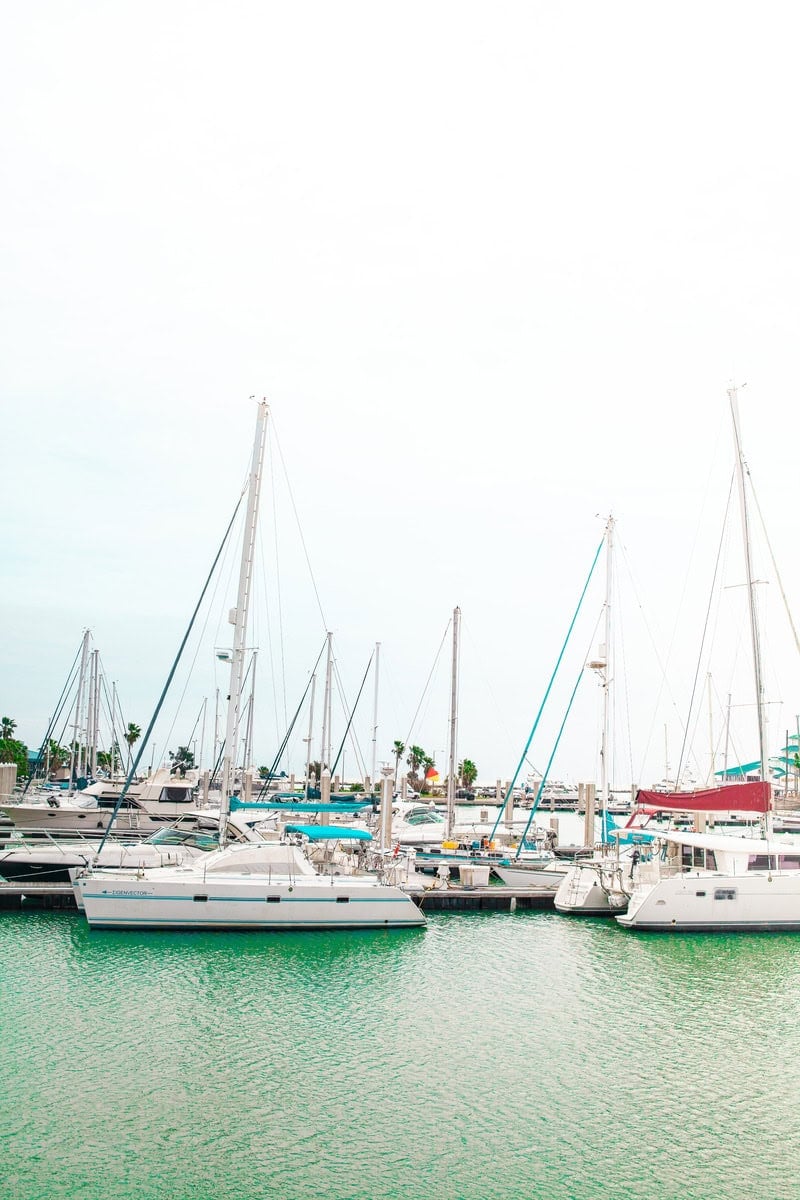 a group of boats in a harbor