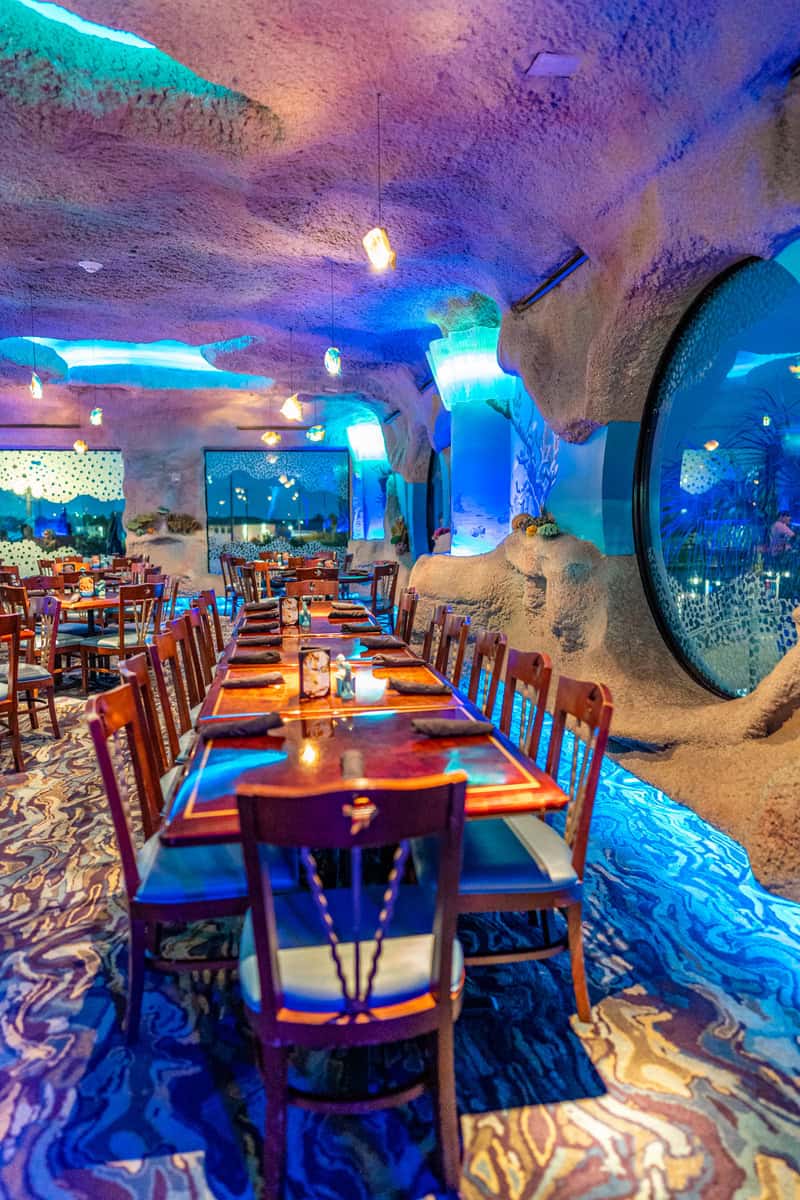 A stunning aquarium restaurant