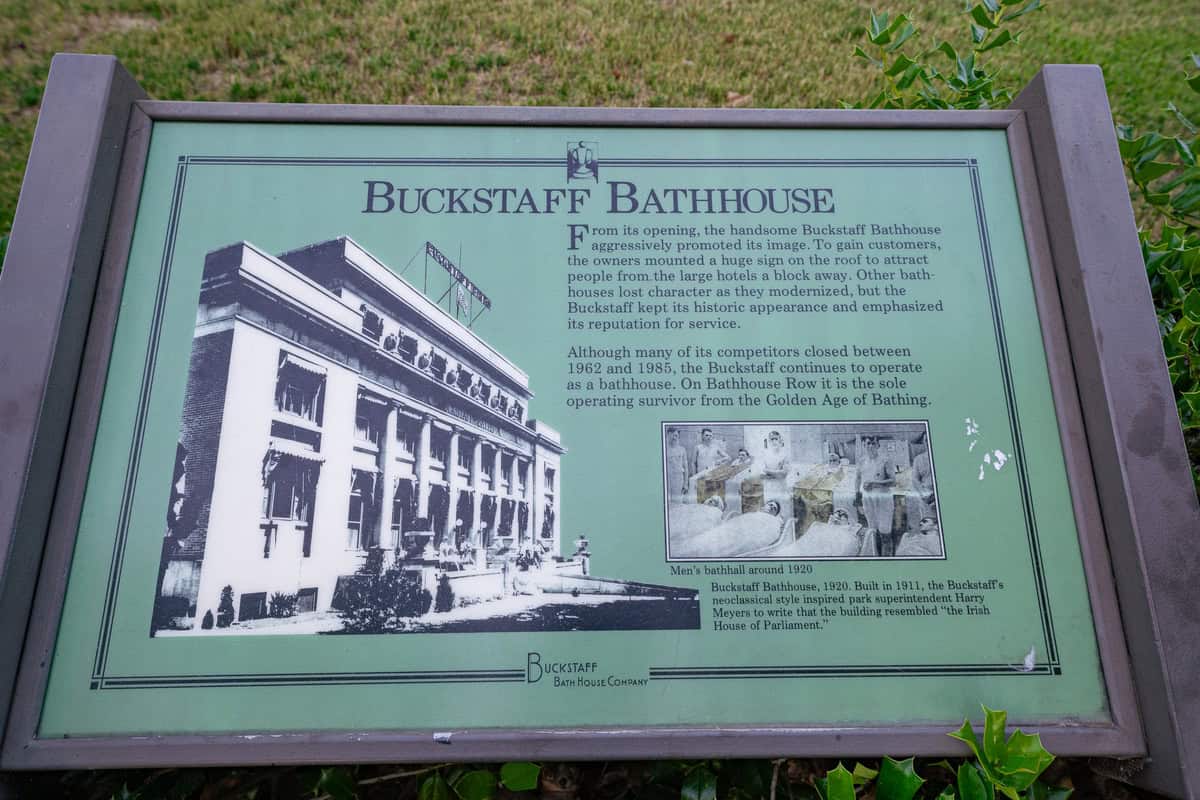 History plaque of a bathhouse