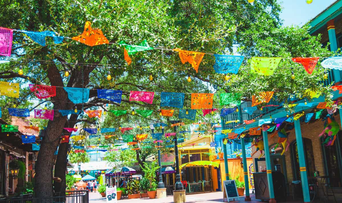 a colorful flags from a string