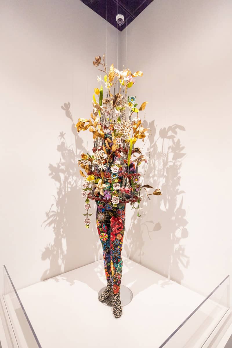 A fascinating sculpture created from a variety of objects on display.