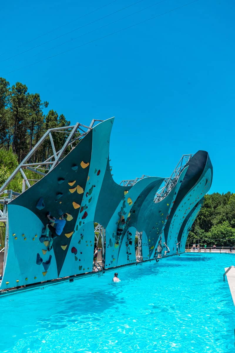 a man swimming in a pool