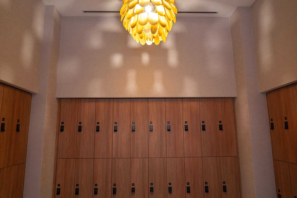 a light fixture in a room