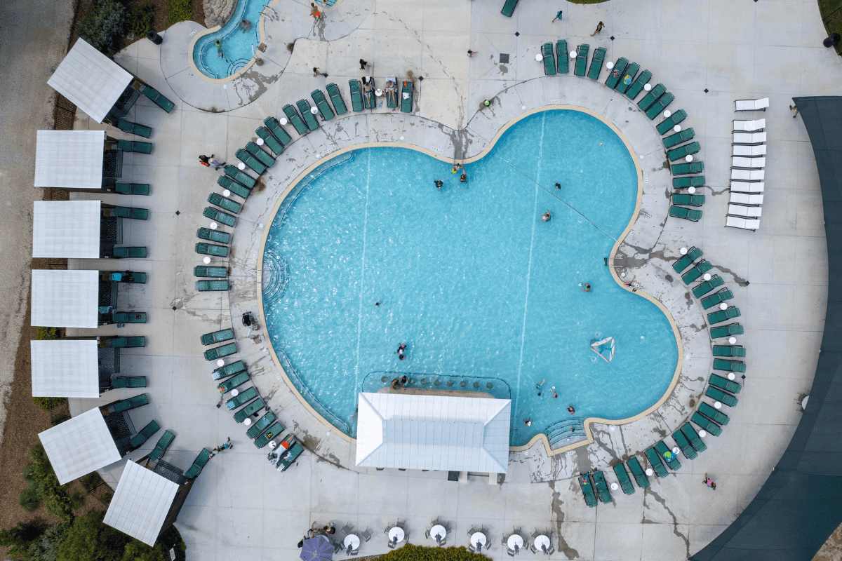 Aerial view of a swimming pool 