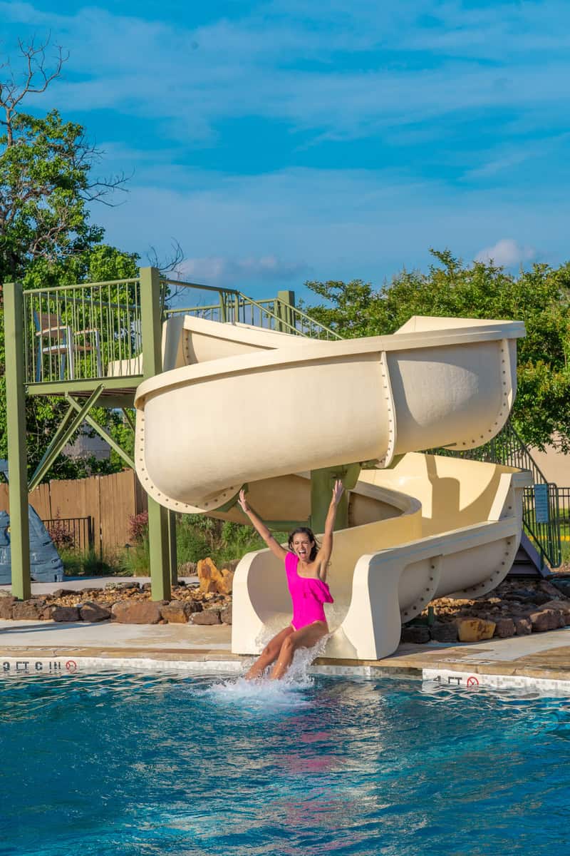 Person in pink sliding