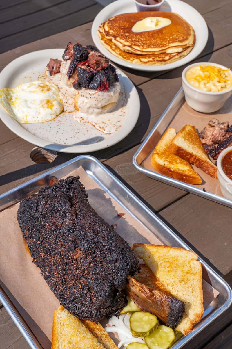 A hearty meal with burnt brisket