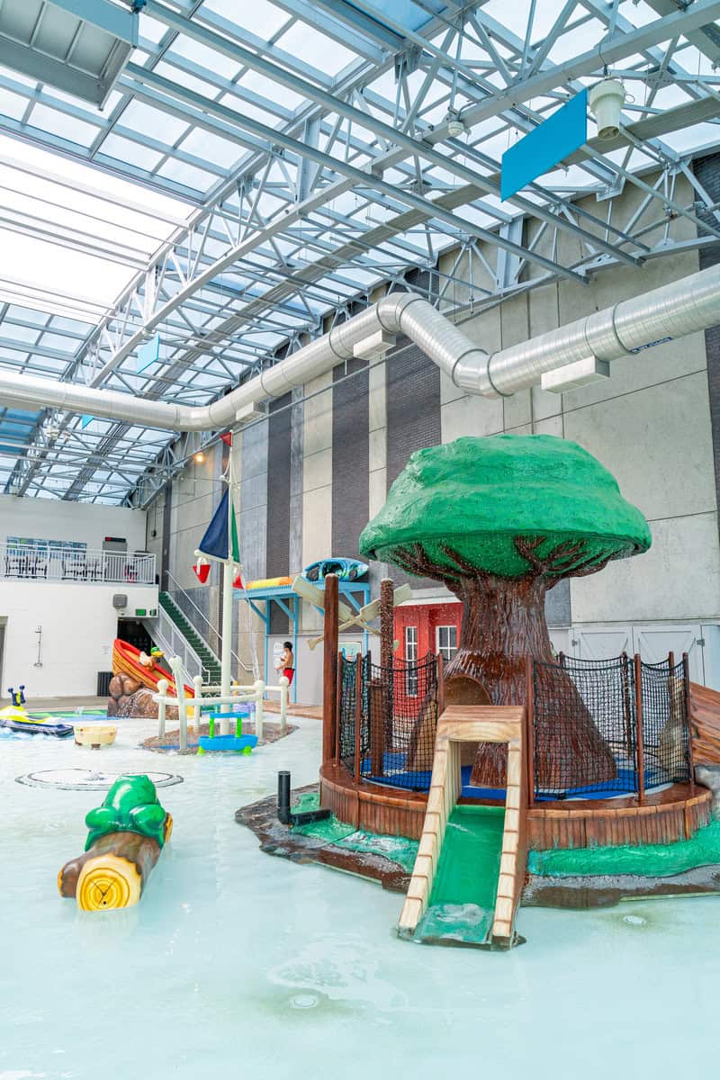 Indoor water playground with slides