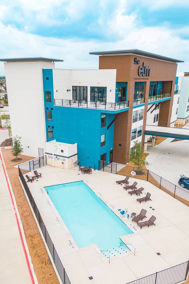 Aerial view of a modern residential building