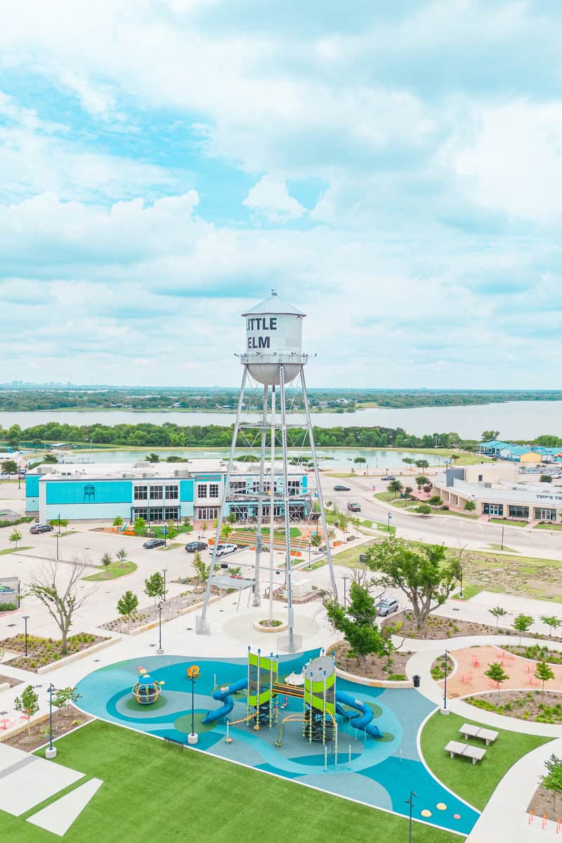 Aerial view of Little Elm water tower