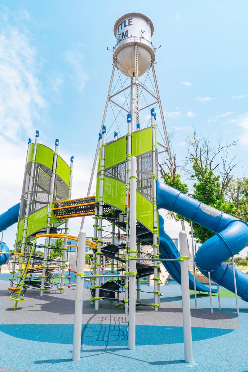 Playground with a slide and tower