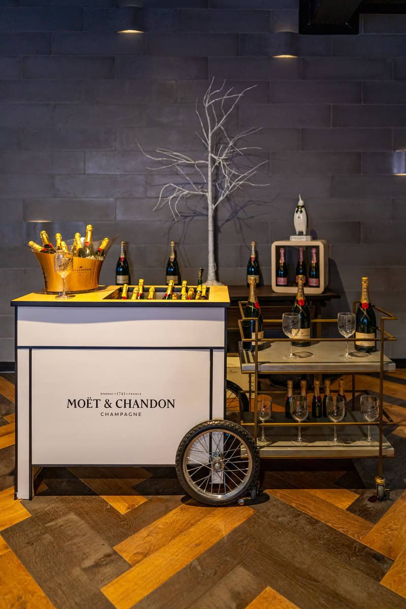 A Moët & Chandon branded champagne cart