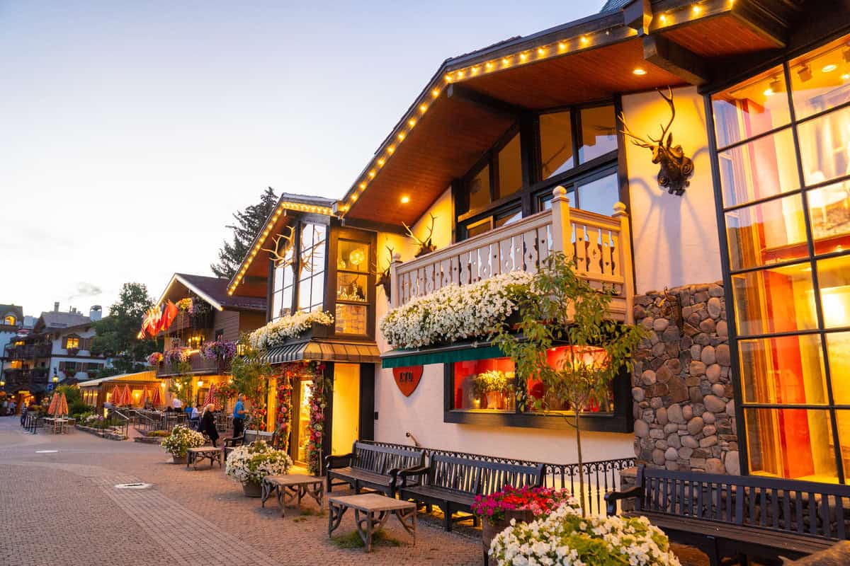 Twilight view of a charming, lit-up building