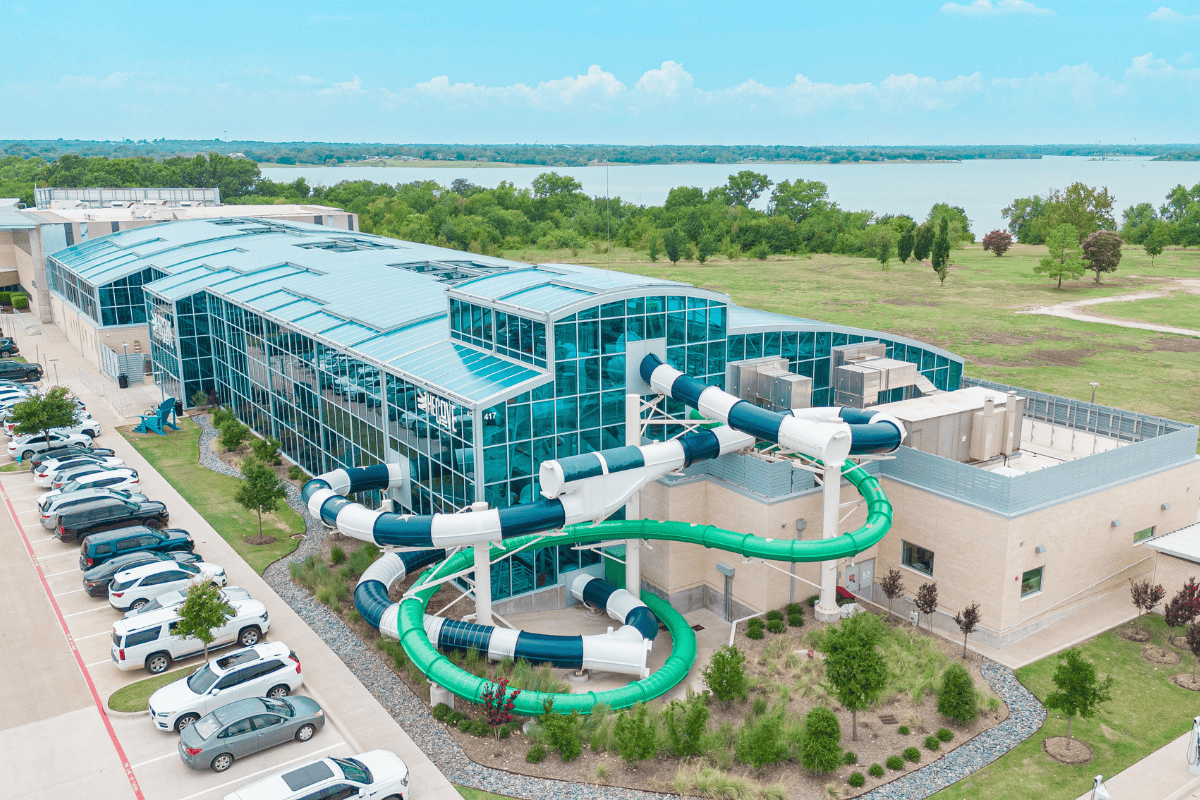 Aerial view of a modern building