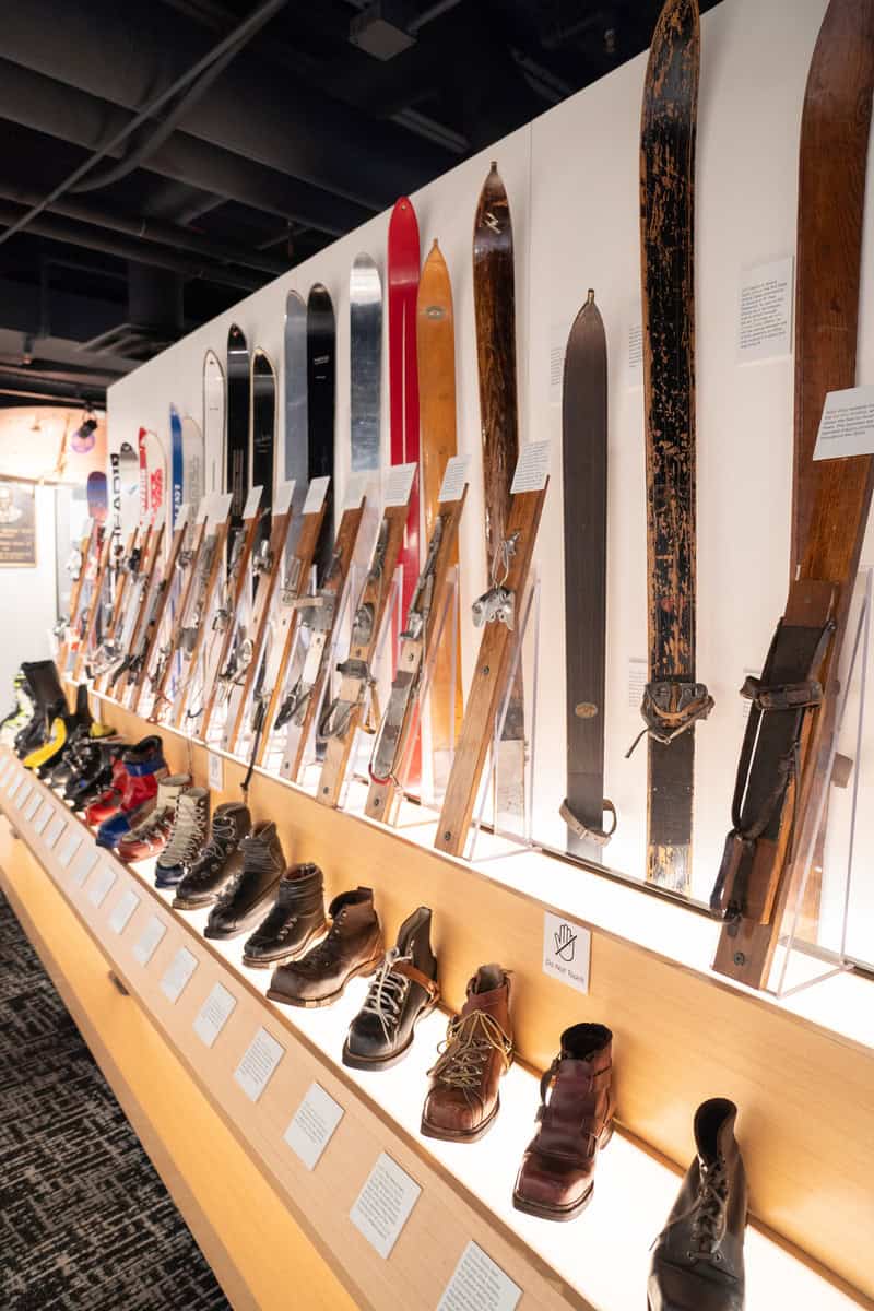 Display of various ski models on top