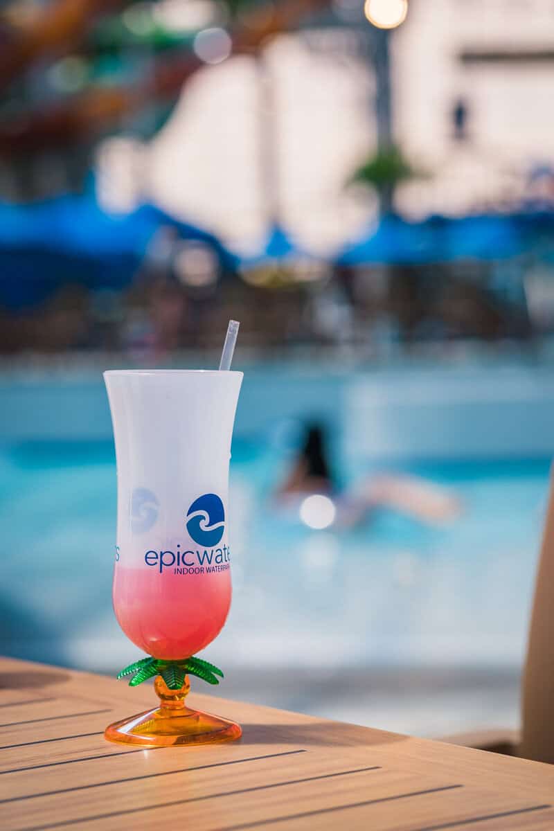 Tropical drink on a poolside table