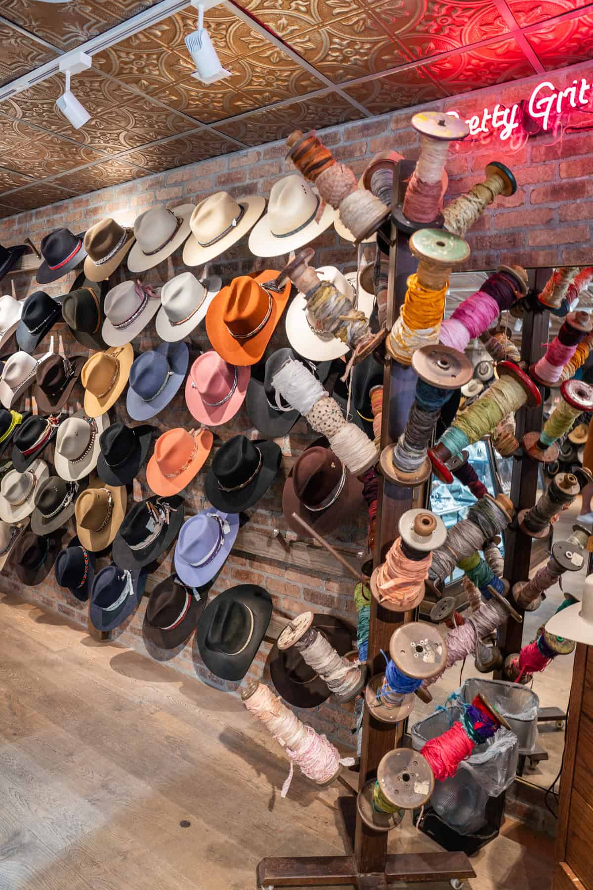 A variety of hats on display